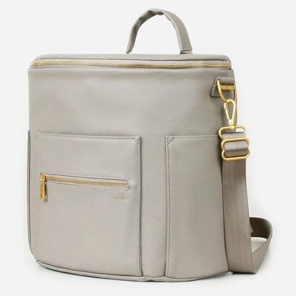Fawn Design The Original Backpack Messenger Diaper Bag Gray Vegan Leather - Picture 1 of 16